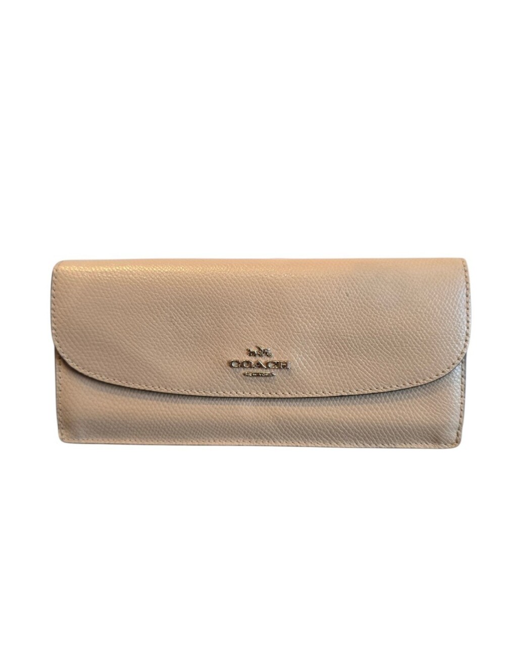 Coach Slim Envelope Beige Crossgrain Leather Wallet
